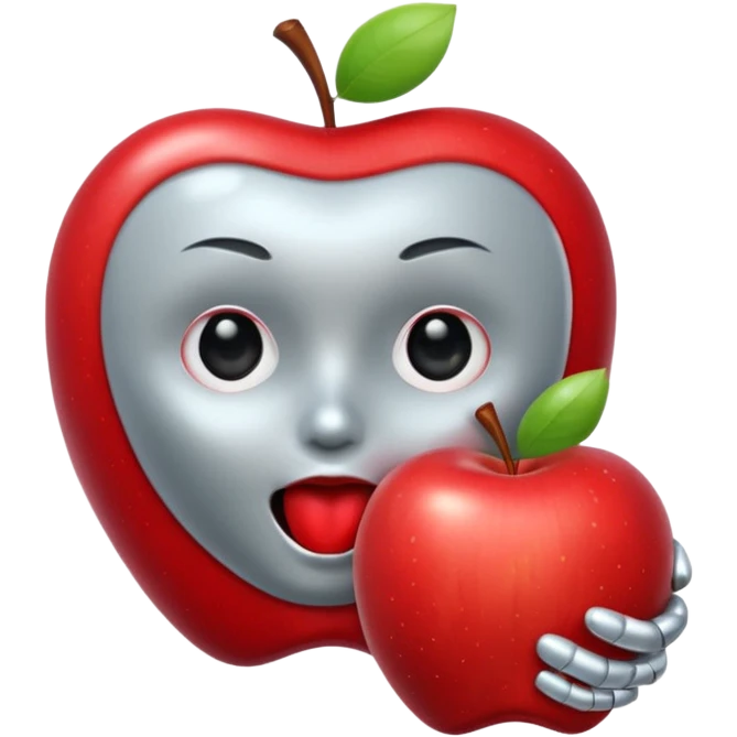 android eating apple emoji