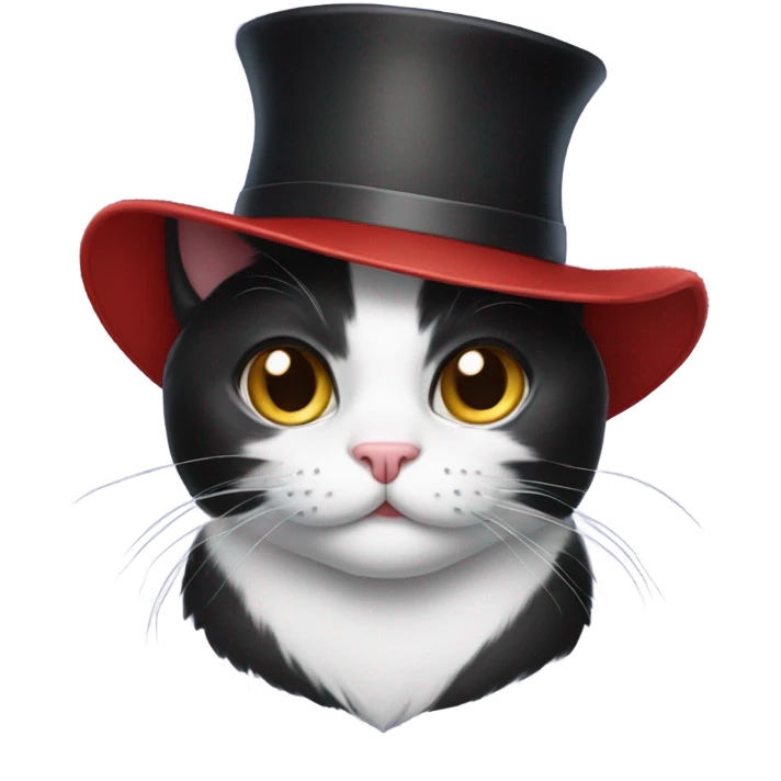 Tuxedo cat in a hat emoji