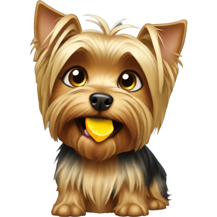 Yorkshire Terrier eating apple emoji