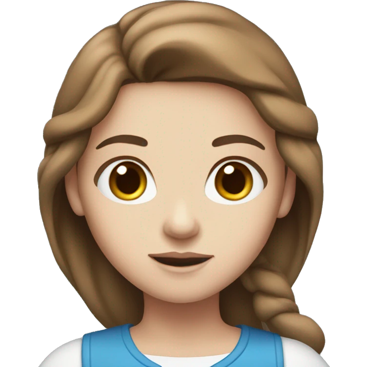 brown-haired girl with white skin and blue eyes emoji