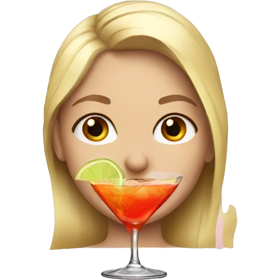 blonde girl drinking cocktail emoji