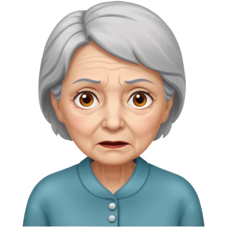 mulher idosa tentando nao fazer xixi com expressaõ de dor emoji