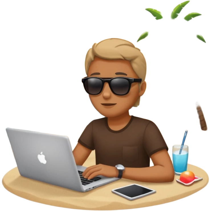 laptop und im hintergrund einen strand emoji