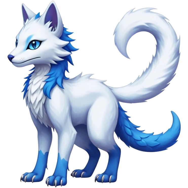 Kawaii dark edgy fantasy ethereal feline-vernid-sergal-fursona animal creature with a tufted tail full body emoji