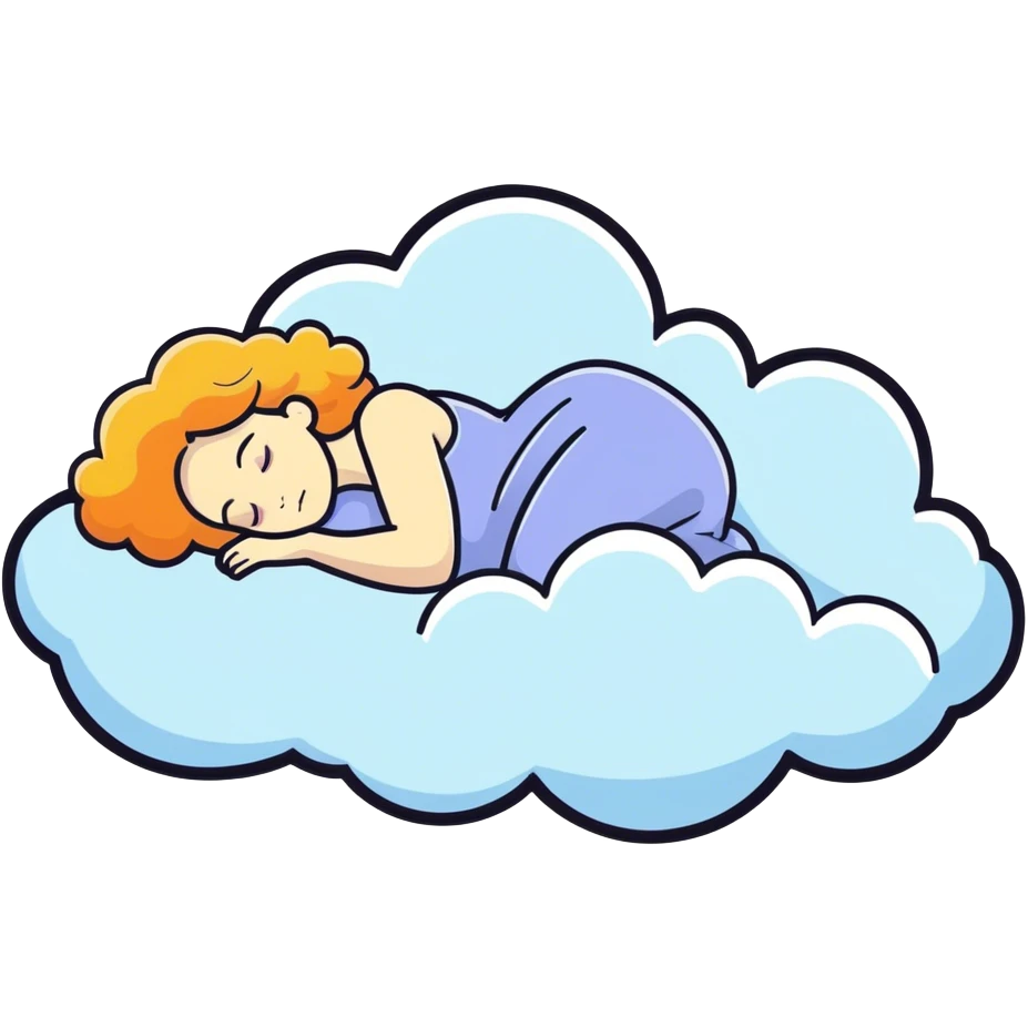 Woman sleep in cloud will light hair emoji