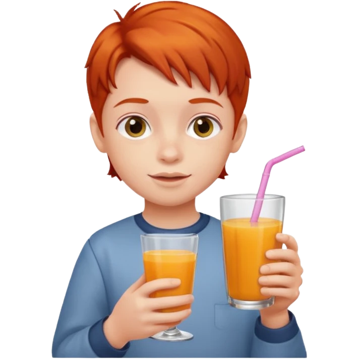 A redhead kid with a juice emoji