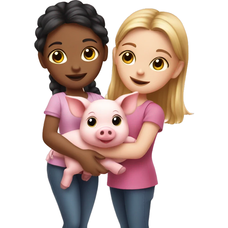 2 Girls with cute Piglet emoji