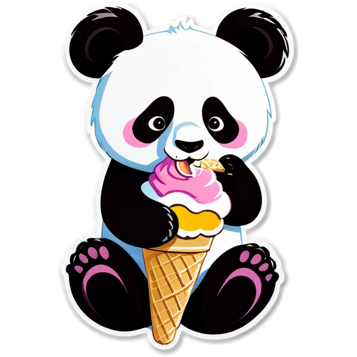 Panda eating ice cream emoji