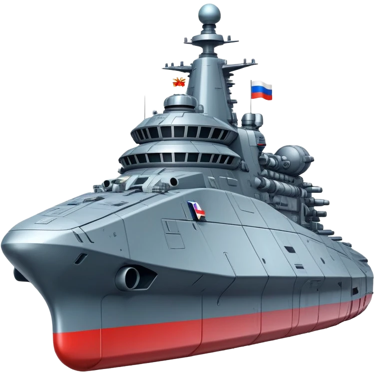 Colossal Russian space warship with flag coloration and heavy armaments emoji