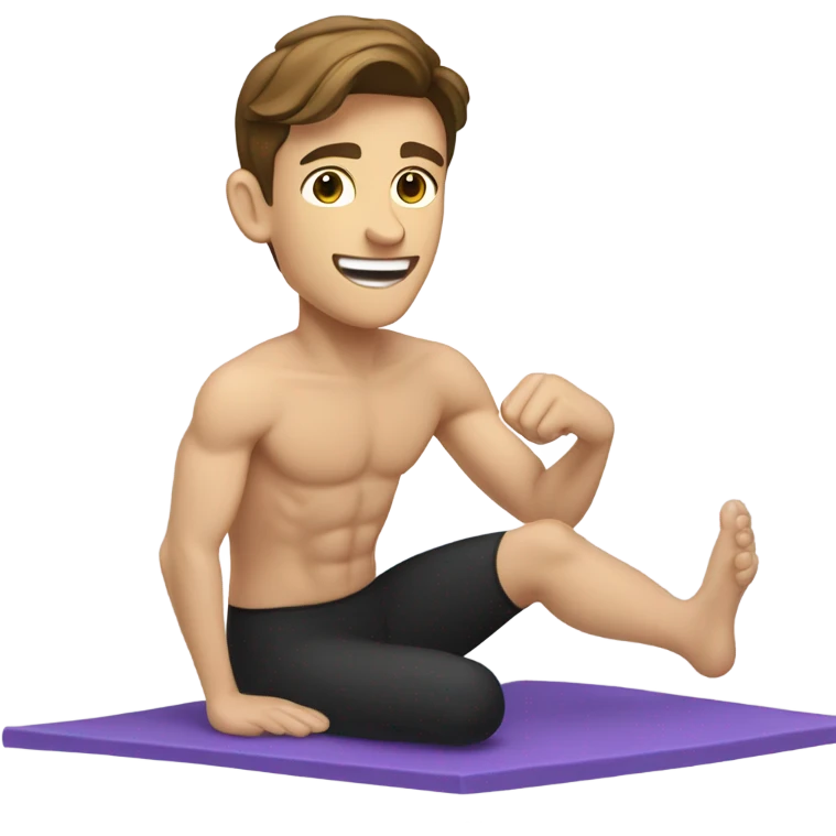 Caucasian brown hair no beard young male doing pilates emoji
