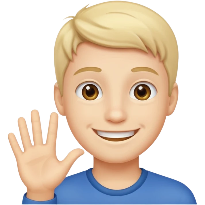 Male boy saying hi emoji