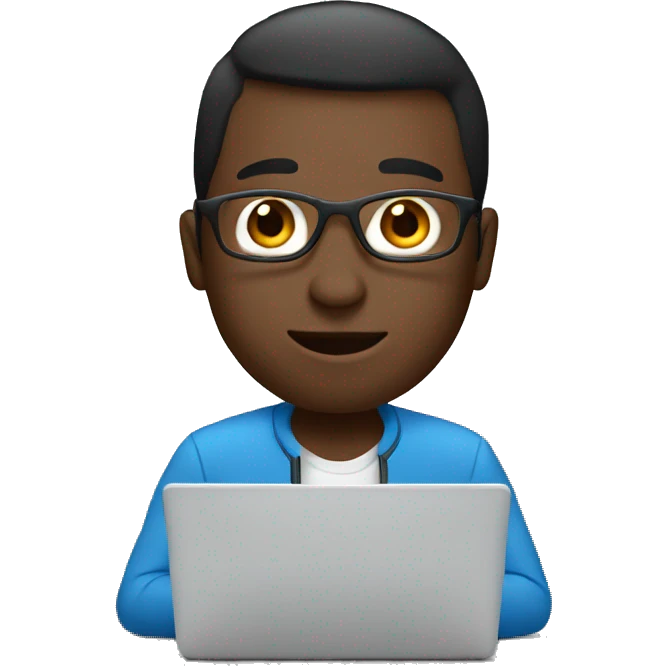 programmer blue eyes with laptop emoji