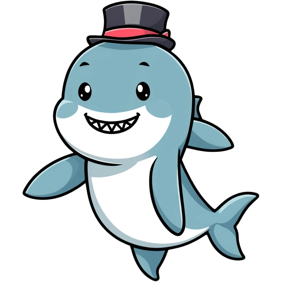 Shark with a top hat emoji