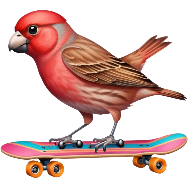 House finch on skateboard  emoji
