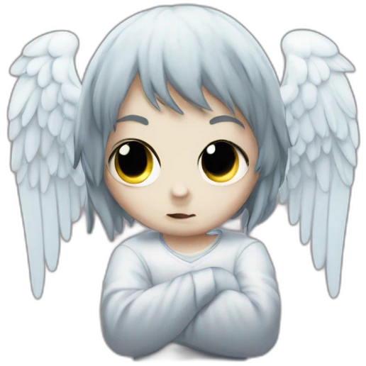 chibby emo angel with the text "LURK" on top emoji