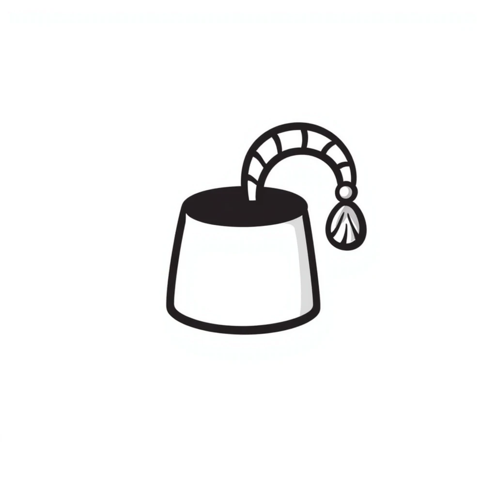 hand-drawn doodle of a fez hat with tassel, playful lines emoji