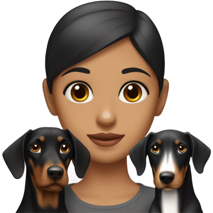 Doberman with a girl black hair emoji
