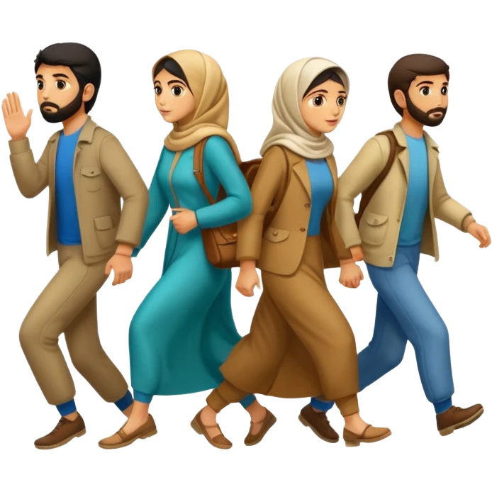 убегающие иранцы, в полный рост, в профиль emoji