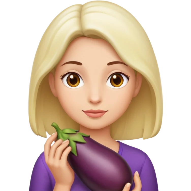 a female holding a eggplant  emoji