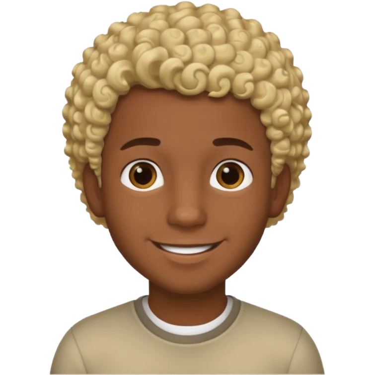Chico joven latino, piel muy morena, pelo rubio corto rizado emoji