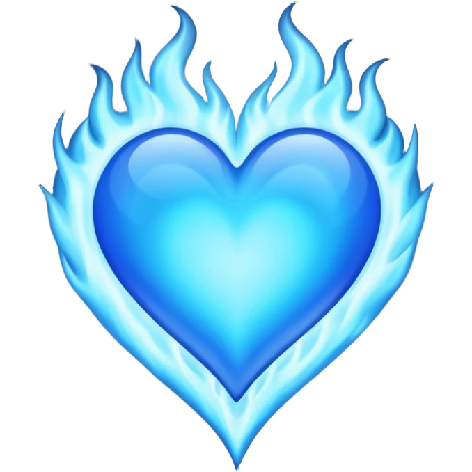 Blue flames in the shape of an all blue heart emoji