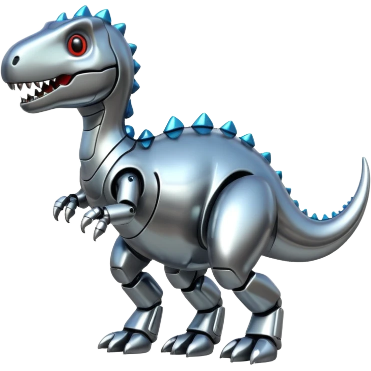 Chrome metallic dinosaur  emoji