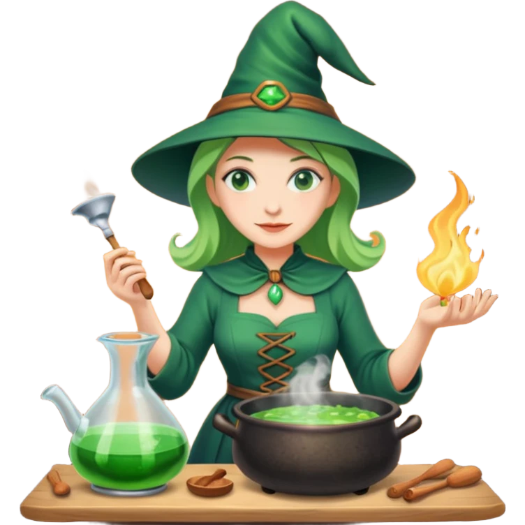 green witch cooking potion emoji