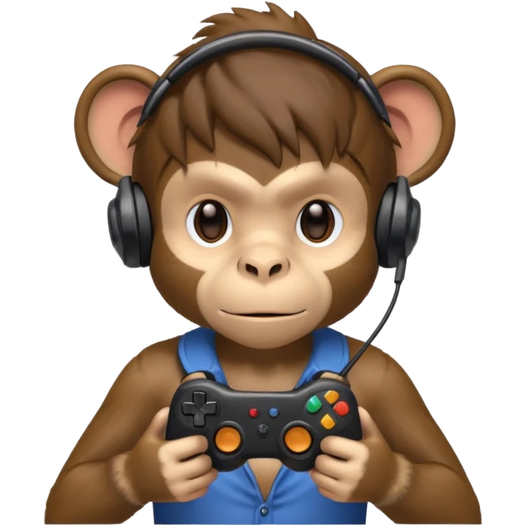 gamer monkey, game controller on hand, headset  emoji
