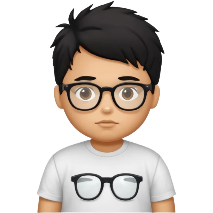 generate a pretty bratz boy with spectacles on, slightly fat, tan. Black hair messy emoji
