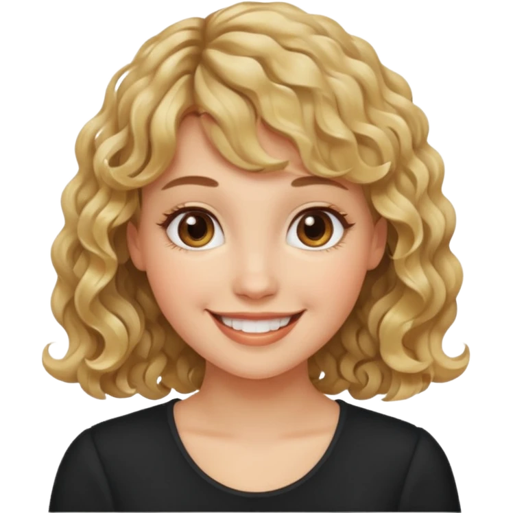 persona mujer con piel clara y rizos suaves color café con el fleco rubio emoji