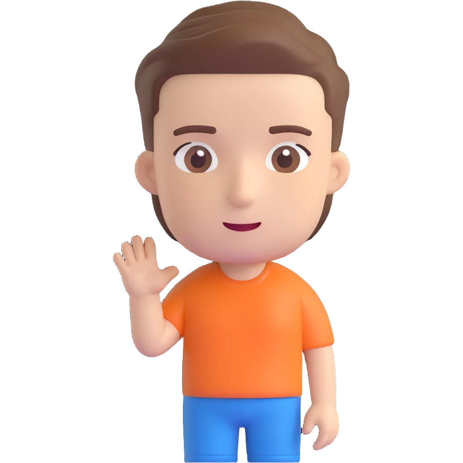 3D cartoon male character with white skin tone, brown hair in a short fade haircut, playful vibe, Bitmoji-like style, suitable for emoji faces emoji