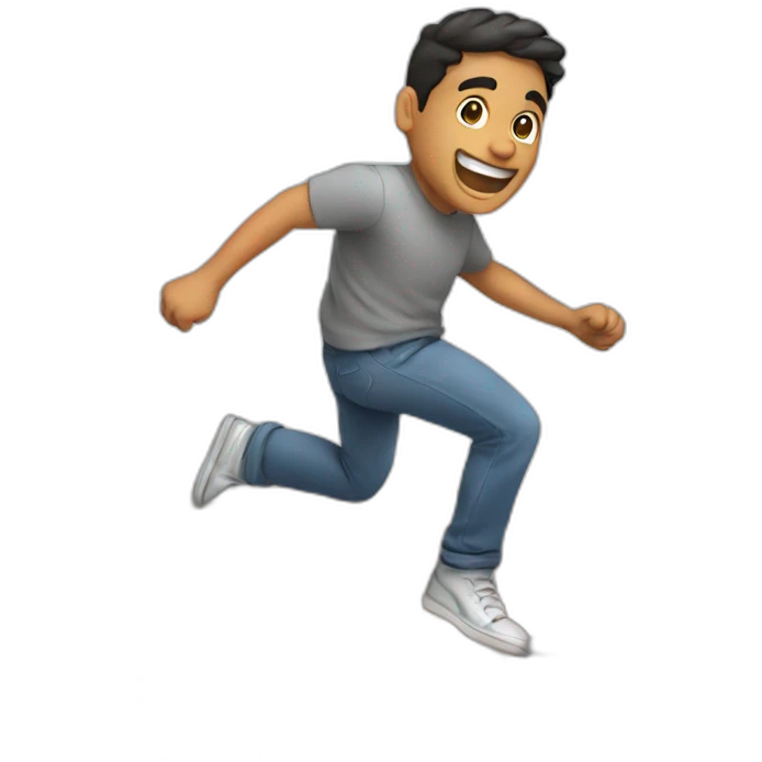 Hispanic man jumping over wall emoji