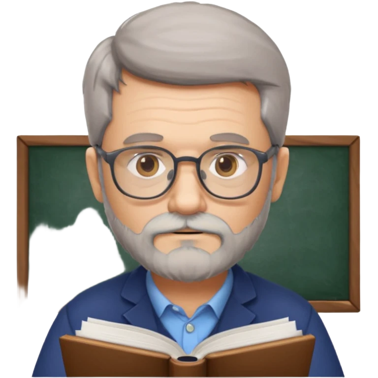 man with gray beard and glasses studying emoji