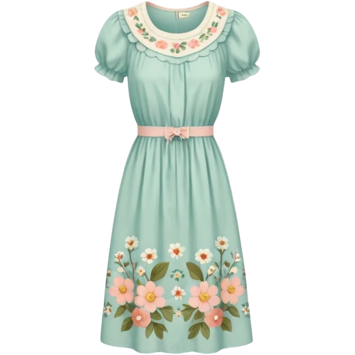 Cottagecore style ultra cute vintage material dress emoji