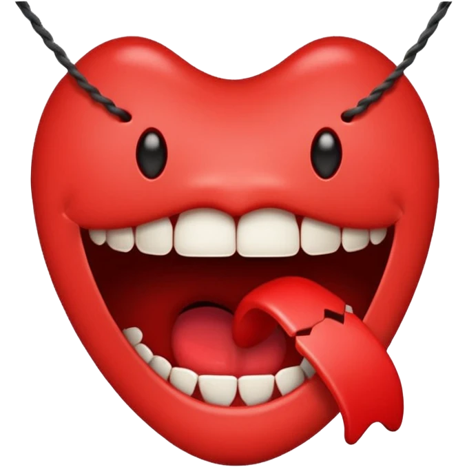 A mouth with a broken string instead of a tongue emoji