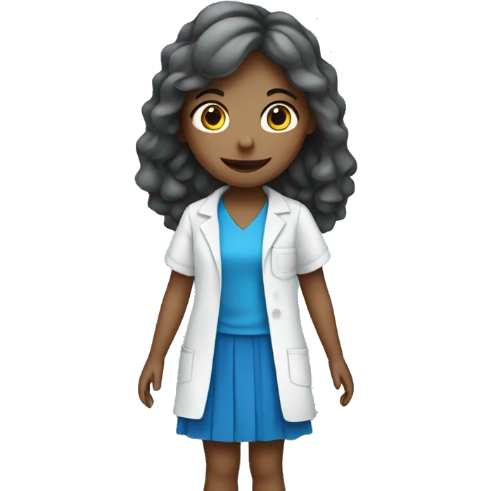 Girl doing science wearing a blue layered dress emoji
