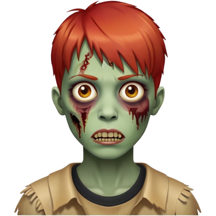 Cabelo vermelho com franja Zombie emoji