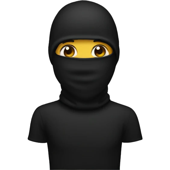 black balaclava covered face only white teeth showing emoji