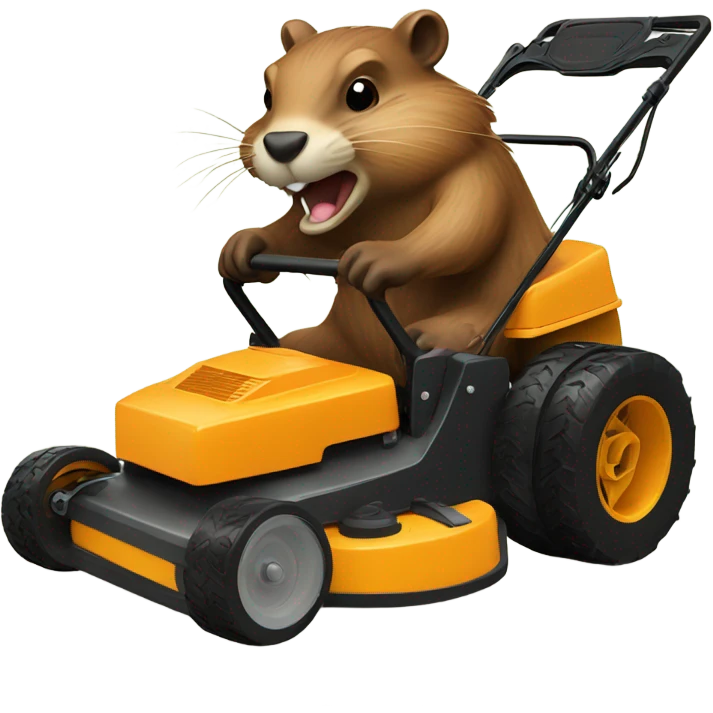 Beaver pushing a manual lawnmower  emoji