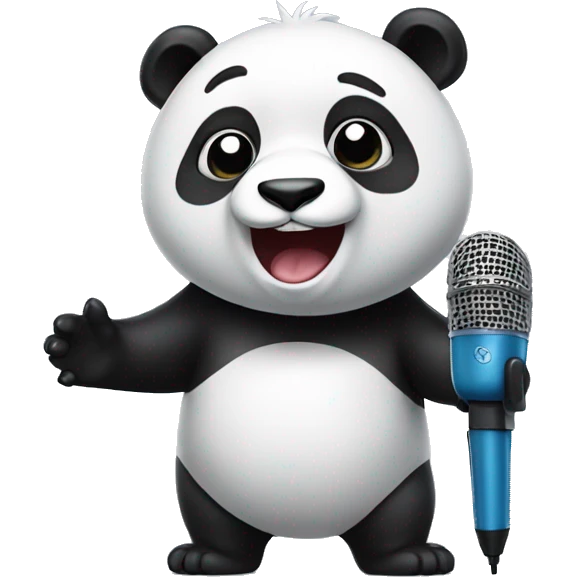 Panda with a microphone singing emoji