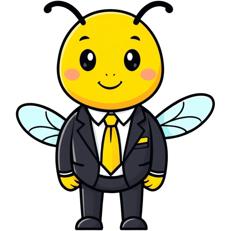 a bee in an office suit emoji