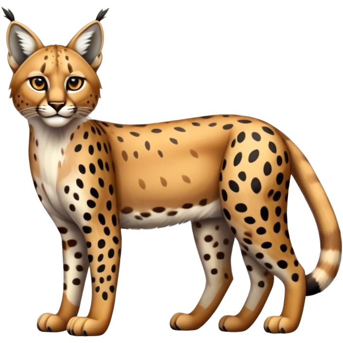 Cute realistic colorful bobcat-lynx-cheetah-caracal-leopard-hybrid-fusion-combination full body with patterns and markings and 4 legs emoji
