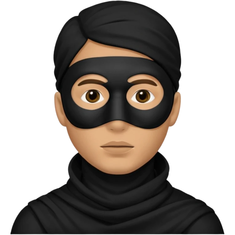 a man with a black mask on his full face including eyes and lips   emoji