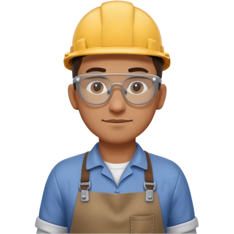 modern workshop carpenter portrait, head and shoulders only, safety glasses, sleek apron, clean minimal style, confident expression, 3D cartoon, mobile game icon style, clean background, no text, no watermark
 emoji