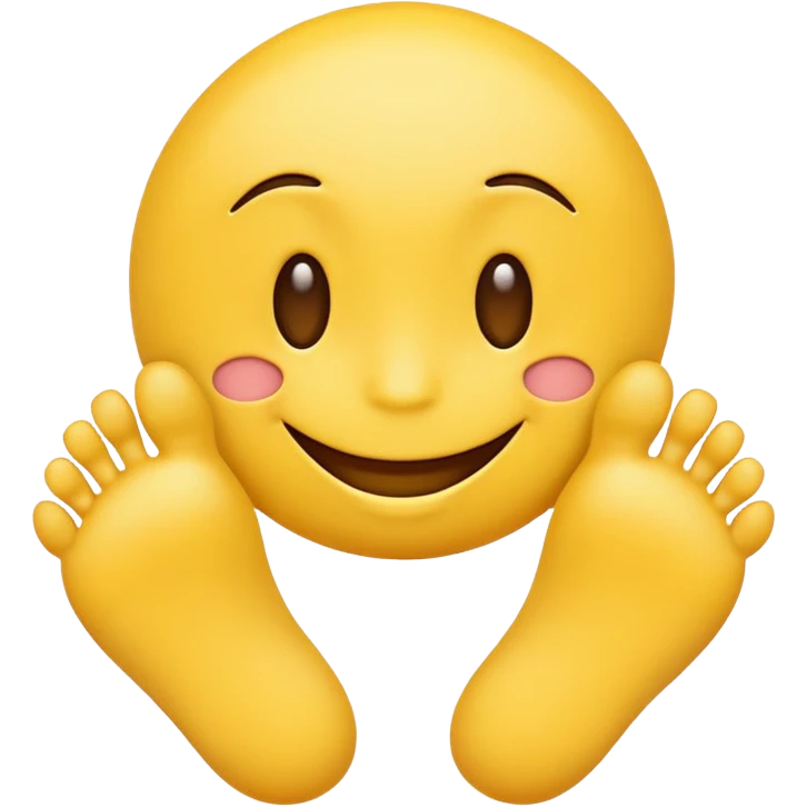 Create a yellow smiling emoji but replace the eyes with feet emoji
