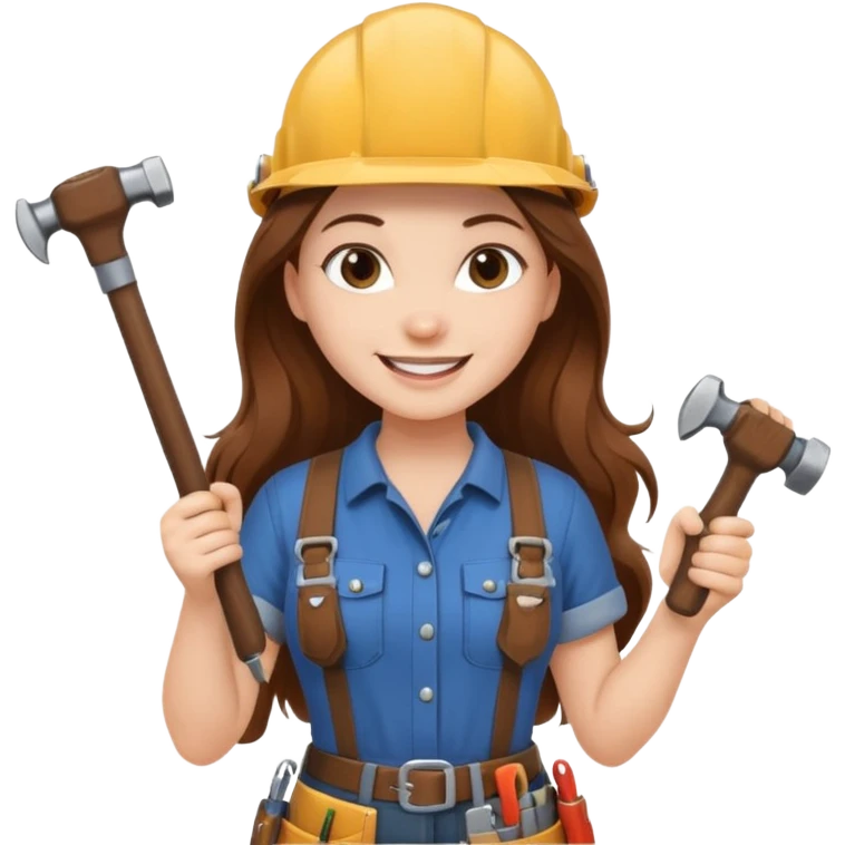 beautiful girl with long brown hair renovating her apartment emoji