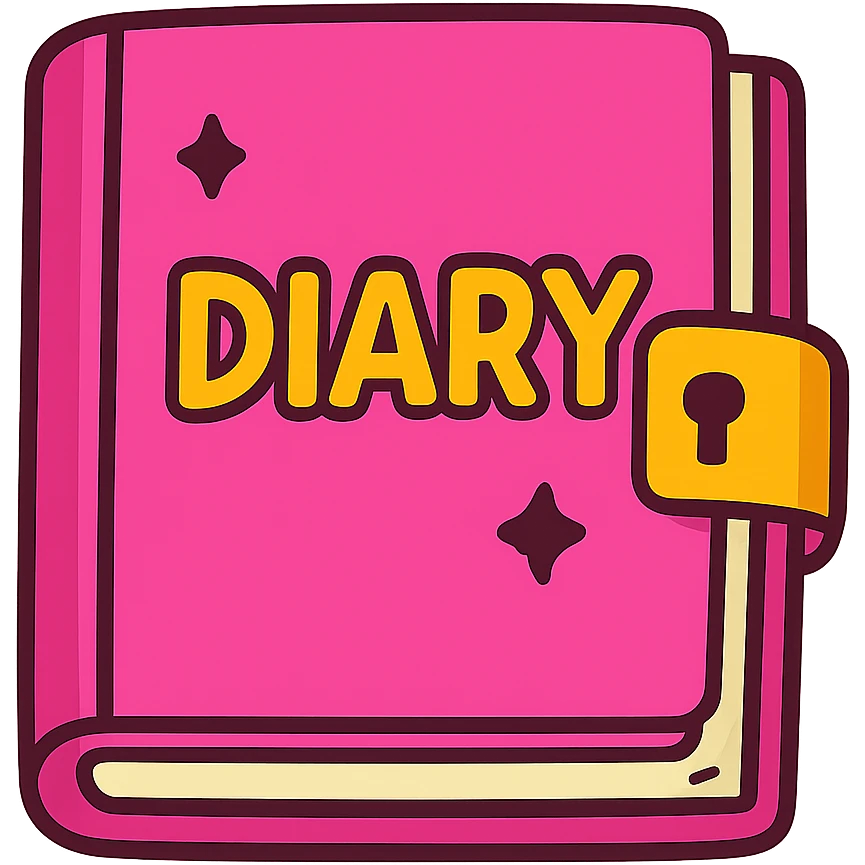 diary, vibrant pink, cartoon style emoji