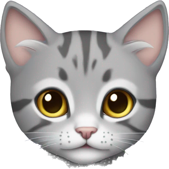 Grey girl tabby kitten face with lilac collar emoji