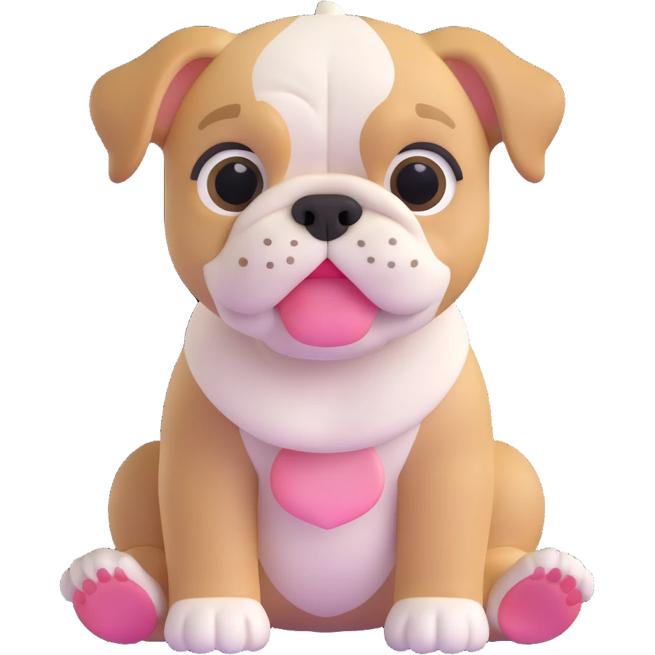 adorable bulldog puppy sitting, front view emoji