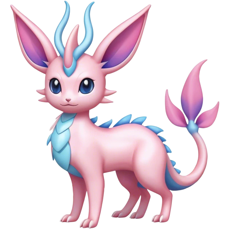 Shiny Cute Milotic-Sylveon-Espeon-Vaporeon-Dragonair-Pokémon-hybrid-fusion full body emoji